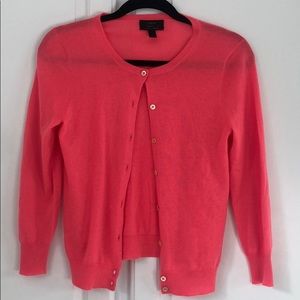 Jcrew cashmere bright salmon colored cardigan